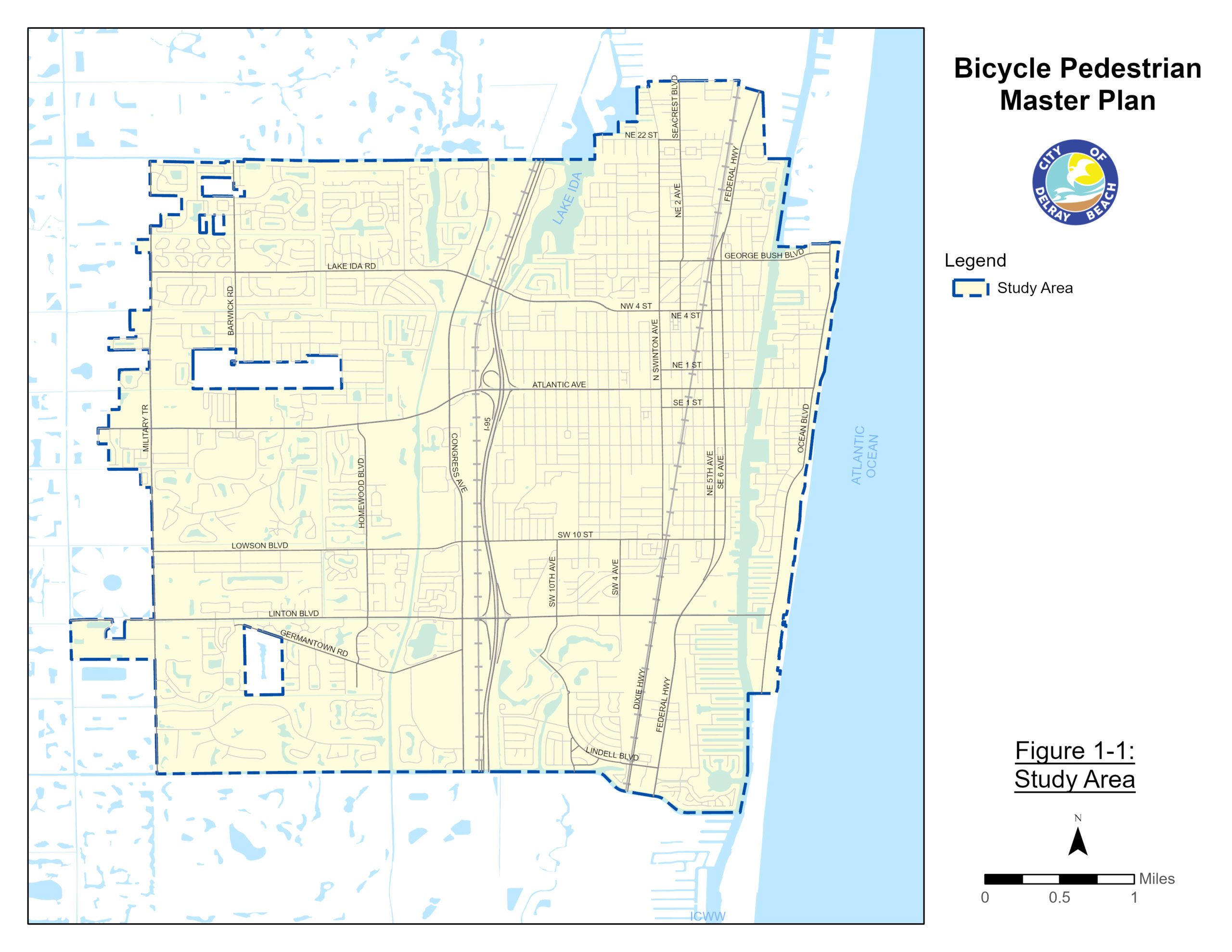 An illustration of the geographic boundaries of the City of Delray Beach, Florida